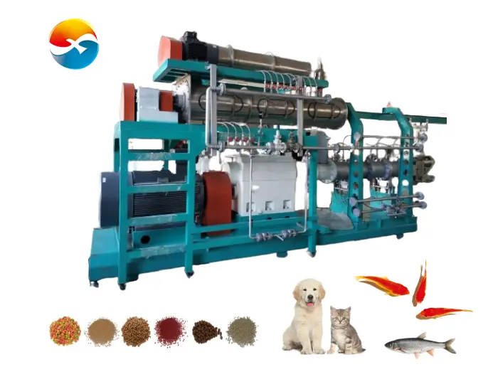 उच्च दक्षता वाली स्वचालित SPH120 पालतू पशु खाद्य उत्पादन लाइन, कुत्तों, बिल्लियों के लिए फ्लोटिंग फिश फीड पेलेट मशीन, मछली के भोजन के लिए एक्सट्रूडर