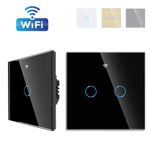 Bingoelec <strong>1</strong>/<strong>2</strong>/3/4 Gang <strong>7</strong> Way Glass Touch Panel on Off With Wifi Black and Gold Smart Home <strong>1</strong> Gang Switch - Product Image 1