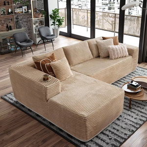 Modern l-şekil modüler bulut kanepe seti evcil hayvan dostu kadife kumaş sünger dolu depolama osmanlı daire için abd - Product Image 1