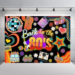 Photo Booth <strong>80s</strong> Retro Photo Booth Props <strong>80s</strong> Hip Hop Decor Neon Glow Dark 7x5ft Backdrop Banner for Parties Birthdays Studios - Product Image 2