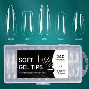 5 <strong>in</strong> <strong>1</strong> 240pcs/box Transparent Matte Scratch Full Cover French Short Medium Length Soft Gel Nail <strong>Tips</strong> - Product Image 2