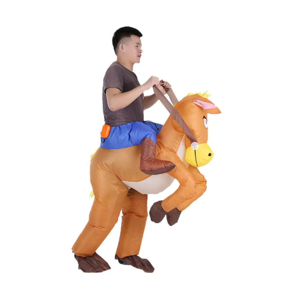 Traje de disfraz inflable Fiesta divertida Explotar Traje de disfraz para adultos Talla única Vaquero Jinete en caballo