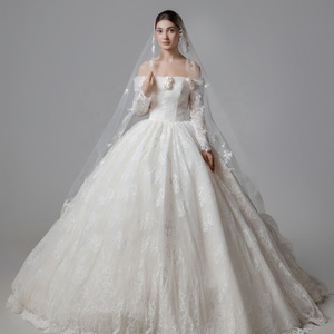 सुरुचिपूर्ण सरल और मीठा एकल-कंधे की ब्राइडल शादी पोशाक पोशाक भव्य डिजाइन समर्थन - Product Image 5