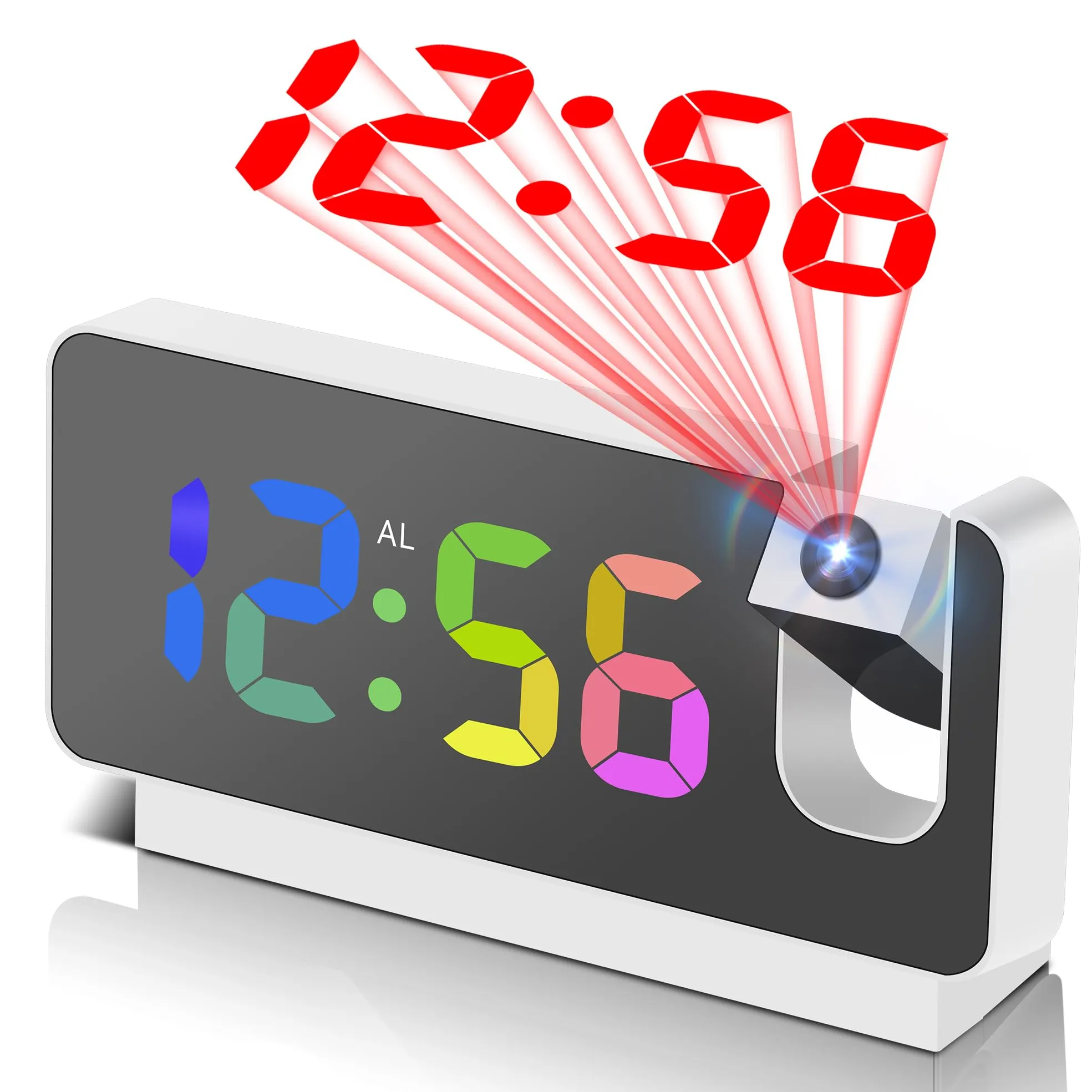 Reloj despertador de proyección para dormitorios Reloj digital LED con proyector en techo Pared Snooze Temperatura de brillo