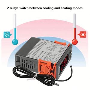 Controlador de temperatura Digital de CA 10A, 110V-220V, LED digital, termostato/sonda de calefacción y refrigeración con sensor, 1 unidad, 1 unidad, 2 unidades - Product Image 2