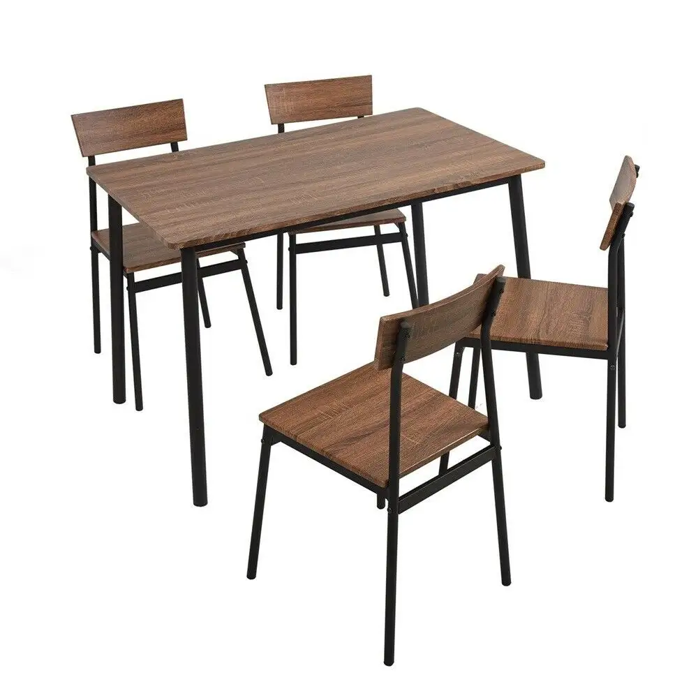 Cheap 5 Piece Dining Set Wooden And Metal Frame Table and Chair Set for Kitchen Room Office Home Furniture