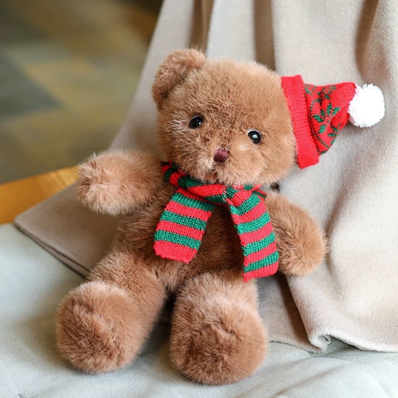 Eyelid bear-brown striped scarf-hat style