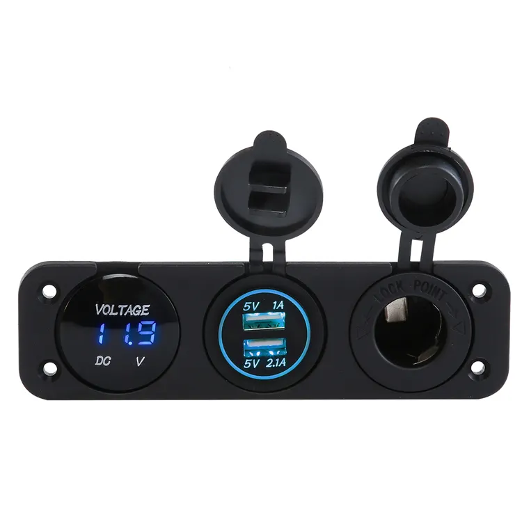 Caricabatteria da auto veloce Dual USB impermeabile in alluminio da 12V a 5V 2.4A QC 3.0