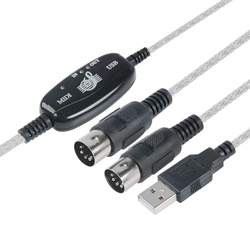 USB a MIDI Cable convertidor de Cable 2 en 1 PC a la música Estudio de interfaz de teclado de Cable macho controlador de adaptador de Cable