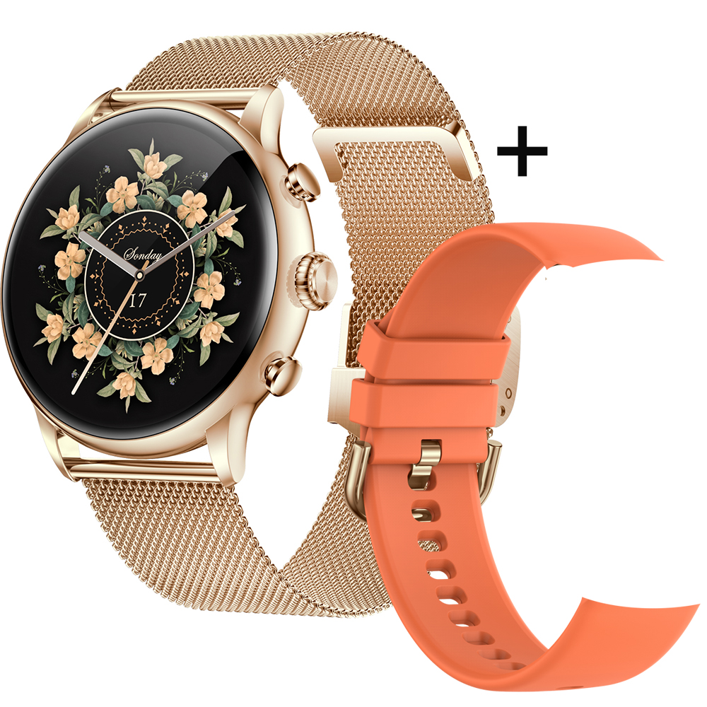 Acero oro rosa + silicona naranja