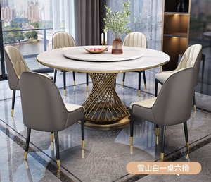 ラウンドダイニングテーブル拡張可能なダイニングテーブルダイニングテーブルセット椅子4脚 - Product Image 2