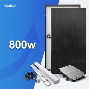 400W 800W 1200W Kit de balcón de sistema solar en la red Panel monocristalino Batería de iones de litio Controladores MPPT PWM-Smart Full Black - Product Image 1