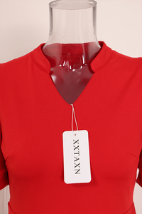 新款XXTAXN正装女式短袖v领连衣裙优雅晚礼服