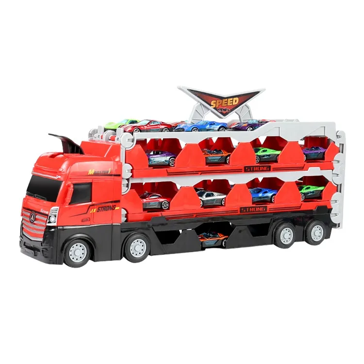 Hot Sale Big Size Transport Plastic Truck Speelgoed Auto Katapult Opslag Auto Met Legering Speelgoed Truck Opvouwbaar