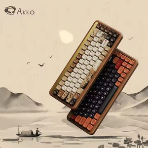 Venta al por mayor Akko MU01 caja de madera de nogal 68 teclas Estructura de junta Teclado programable RGB retroiluminado Gaming Teclado mecánico