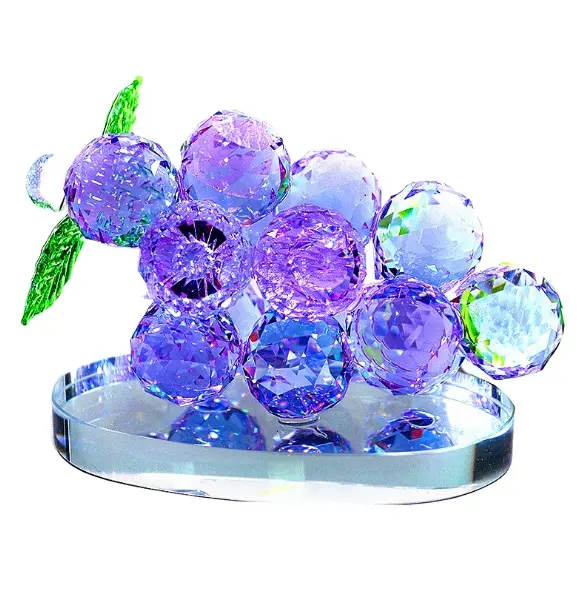 2023 Venta caliente diseño único fruta Cristal Tallado uva forma cristal para decoración de muebles