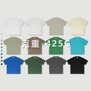 春夏ヘビーウェイトTシャツ425Gソリッドドロップショルダー半袖ルーズカップル半袖 - Product Image 3
