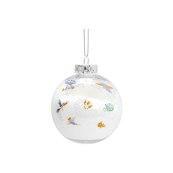 BestSub, venta al por mayor, sublimación, espacios en blanco, 8cm, plástico transparente, estampado de dibujos animados, adorno de bola de Navidad para decoraciones del hogar