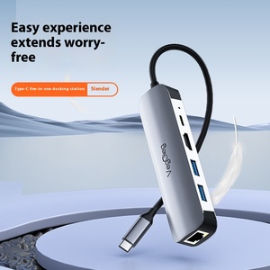 แท่นต่อขยายแบบ Type-C ห้าในหนึ่งตัว4K กิกะบิต USB 3.0โน้ตบุ๊คอลูมิเนียมอัลลอยด์ USB-chub Extender Docking Station Stock - Product Image 2