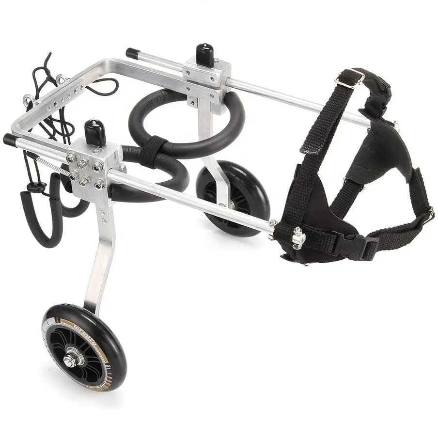 Cadeira de roda de alumínio de aviação ajustável, cachorro de estimação com pernas traseiras desbloqueadas caminhada leve (xxxs-xxlsize)