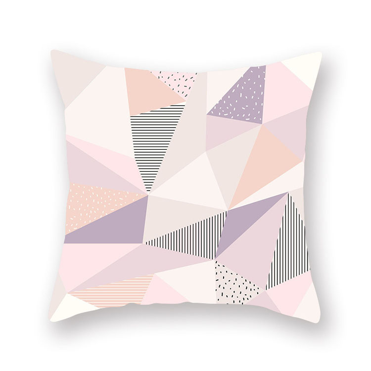 ins Nordic style rose gold pink peach skin velvet cushion cover geometric patchwork velvet cushion cover sofa seat cushion cover