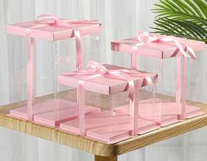 Tall Transparent 10 Inches <strong>PET</strong> Transparent square Cake <strong>Box</strong> Wedding Cake <strong>Box</strong> Birthday Transparent Clear Square Cake Packaging <strong>Box</strong> - Product Image 4