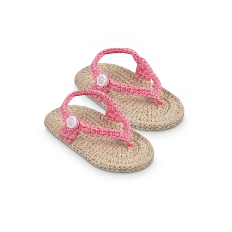 Sapatos de berço de crochê recém-nascido, sandália de berço com alça de botão 100% algodão para meninos e meninas