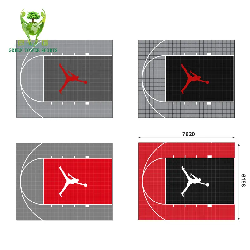 Piso de basquete ao ar livre usado para quadra de basquete com layout de quadra de basquete
