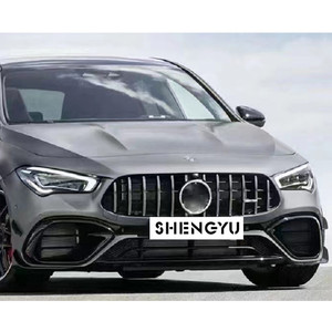 Benz CLA class W118 için vücut kiti grille AMG tarzı ön ve arka tampon ızgara ve yan etek ile dahil - Product Image 3