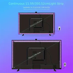 55-65 inç RGBIC LED ışık şerit TV ekran senkronizasyonu ortam arka işık APP kontrolü kamera oyunları için 4m aydınlatma - Product Image 4