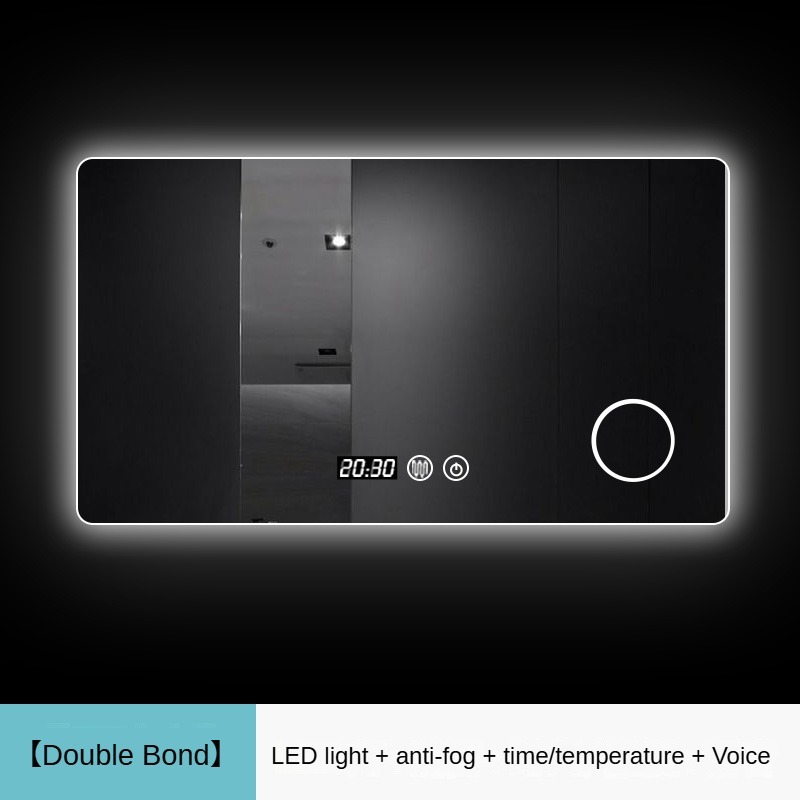 LED light + anti-fog + time/temperature + Voice
