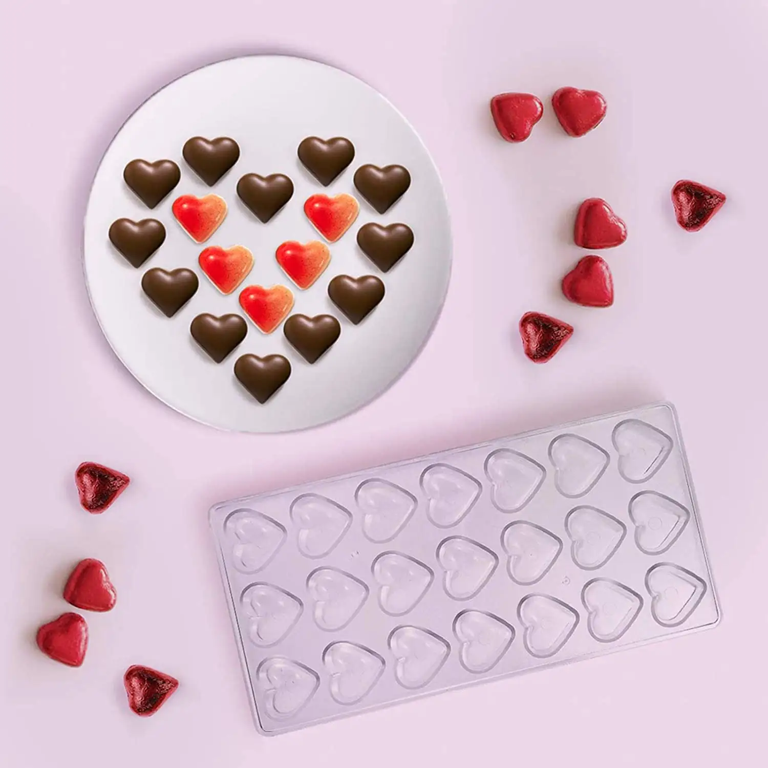 Stampi per PC al cioccolato a forma di cuore nuovi stampi in policarbonato di plastica per cioccolato