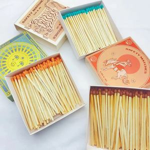 VLONG 4 inç ahşap sopa ile maç renkli özelleştirmek logosu kutulu maç büyük kare matchbox puro mum maçlar için matchbox - Product Image 4