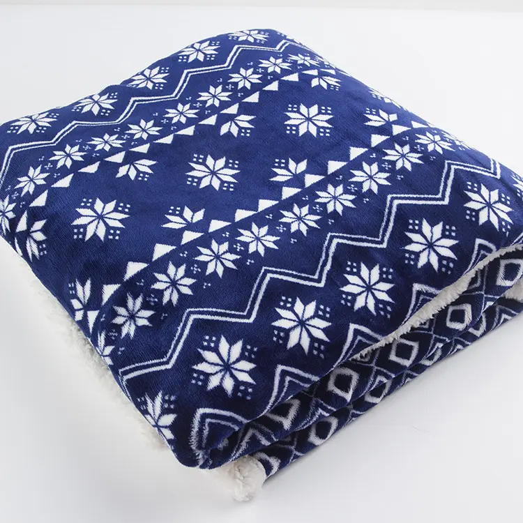 고품질 홈 섬유 더블 레이어 담요 인쇄 플란넬 셰르파 따뜻한 침대 담요 겨울