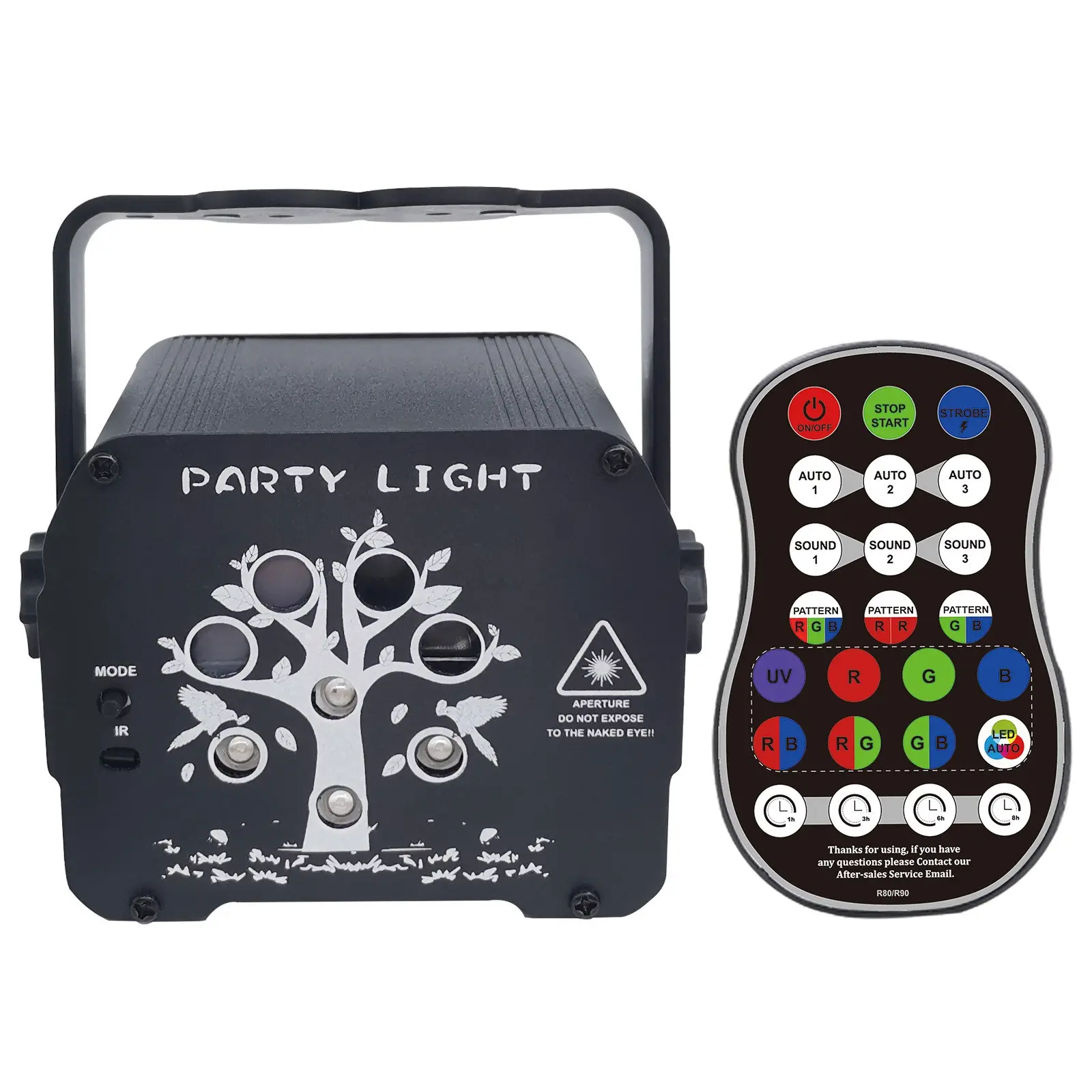 Projecteur Laser Portable stroboscopique, 8 yeux, 120 motifs, rvb UV DJ Disco scène lumières de fête Flash