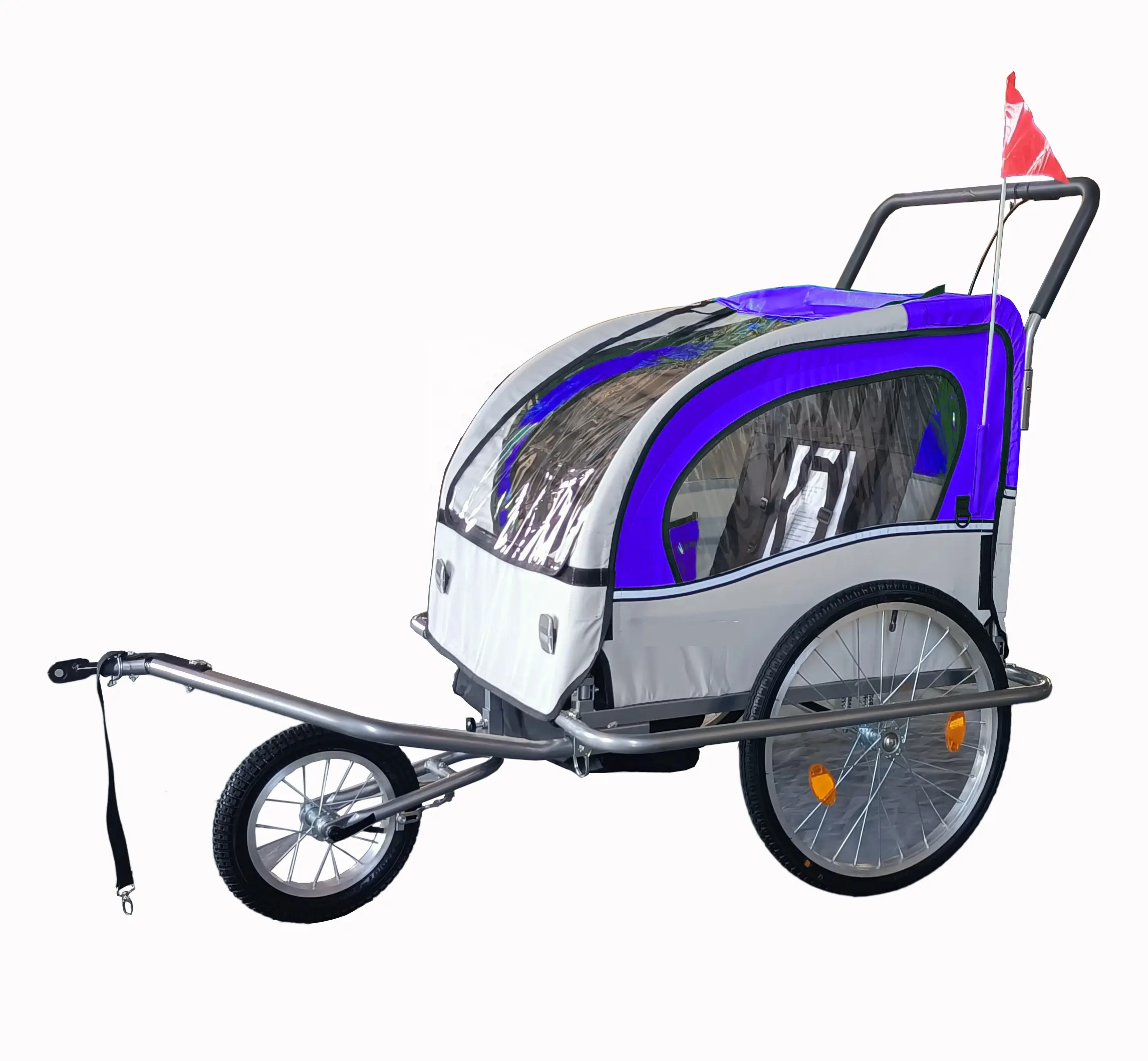 Dowell New Double Kid Bicycle Trailer Jogger Steel w/ Water Resistant Windows