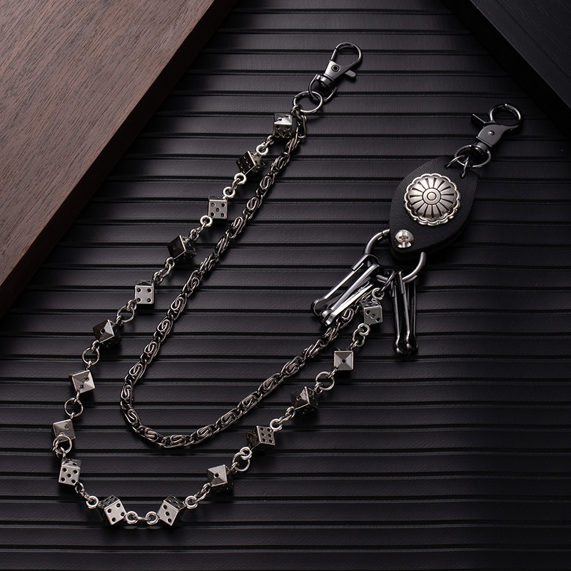 X358-1 ancient silver double waist chain