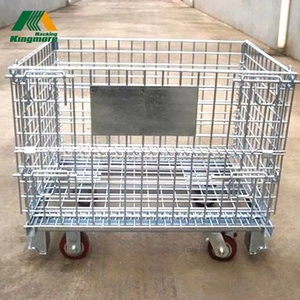 Jaula de almacenamiento apilable para palés de metal con ruedas, contenedor de malla de alambre, jaula de almacenamiento de acero - Product Image 5