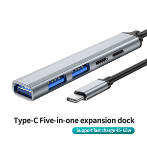 5 En 1 concentrador multifuncional 1 puerto usb3.0 2 puertos USB 2,0 PD65W 5 puertos concentrador USB para PC ratón móvil y teclado - Product Image 5