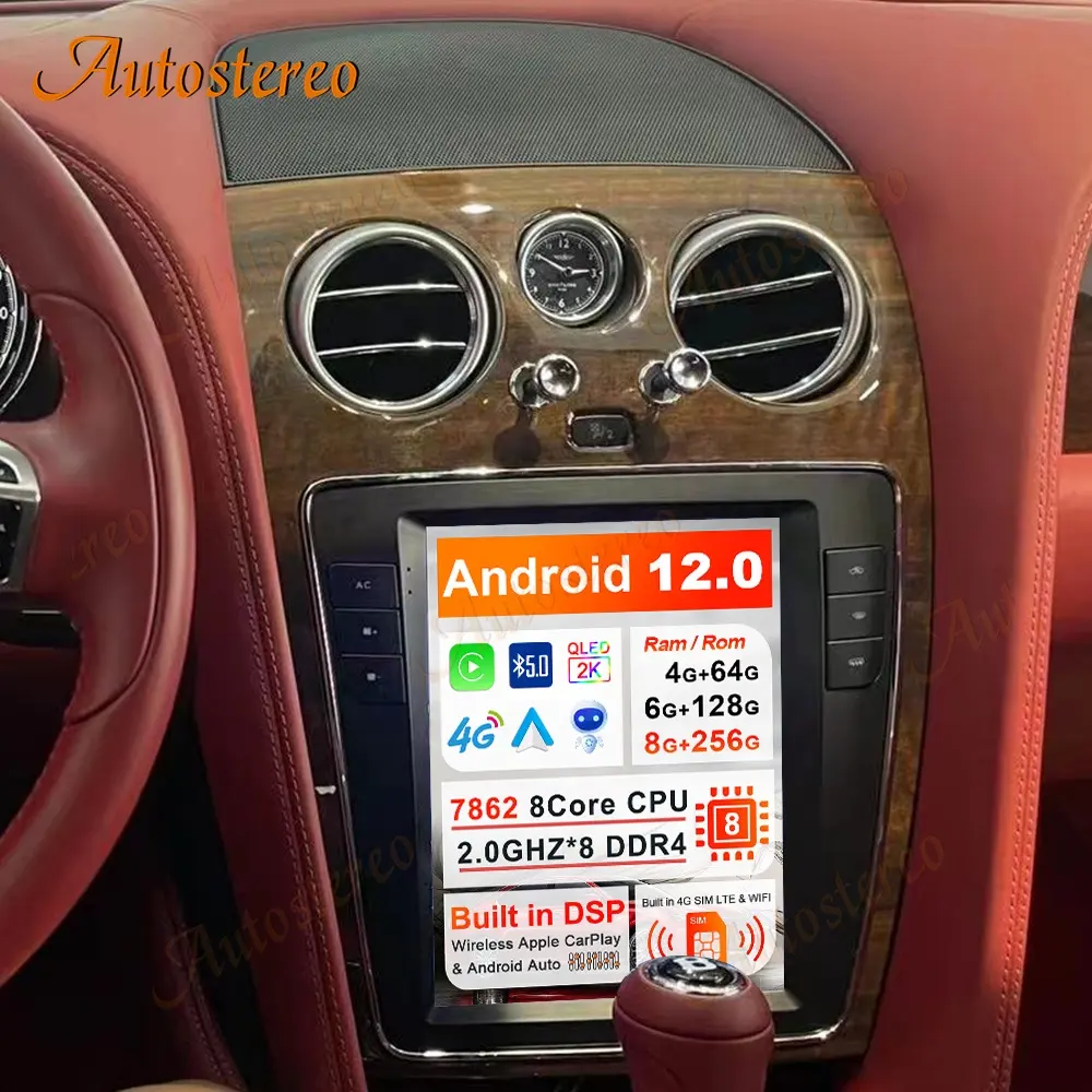 Android 12.0 8 256Gb Voor Bentley Continentale Vliegende Spoor 2012-2019 Auto Gps Navigatie Head Unit Multimedia Speler Auto Dvd Radio
