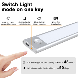 Luz LED moderna de 5V para debajo del gabinete con función de memoria, Sensor de movimiento adhesivo, temperatura de Color de 6000K, armario de cocina, escalera