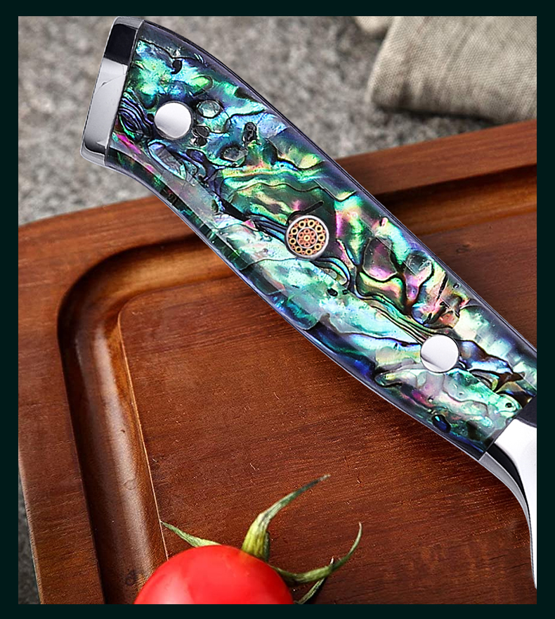 FINDKING Gorgeous Series 67 Layers Damascus Steel Chef Kitchen Knives Abalone Resin Handle 7 Inch Cleaver Nakiri Knife