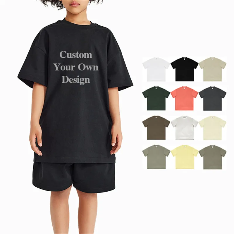 Crianças Manga Curta T-Shirt Impressão Do Logotipo Personalizado 100% Algodão Heavyweight Plain Blank Crianças Baby Girl Boy T shirts