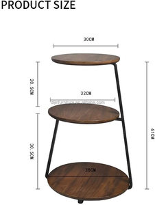 Mesita de noche multifuncional de 3 capas, estante de almacenamiento adecuado para espacio pequeño, sala de estar, dormitorio - Product Image 4