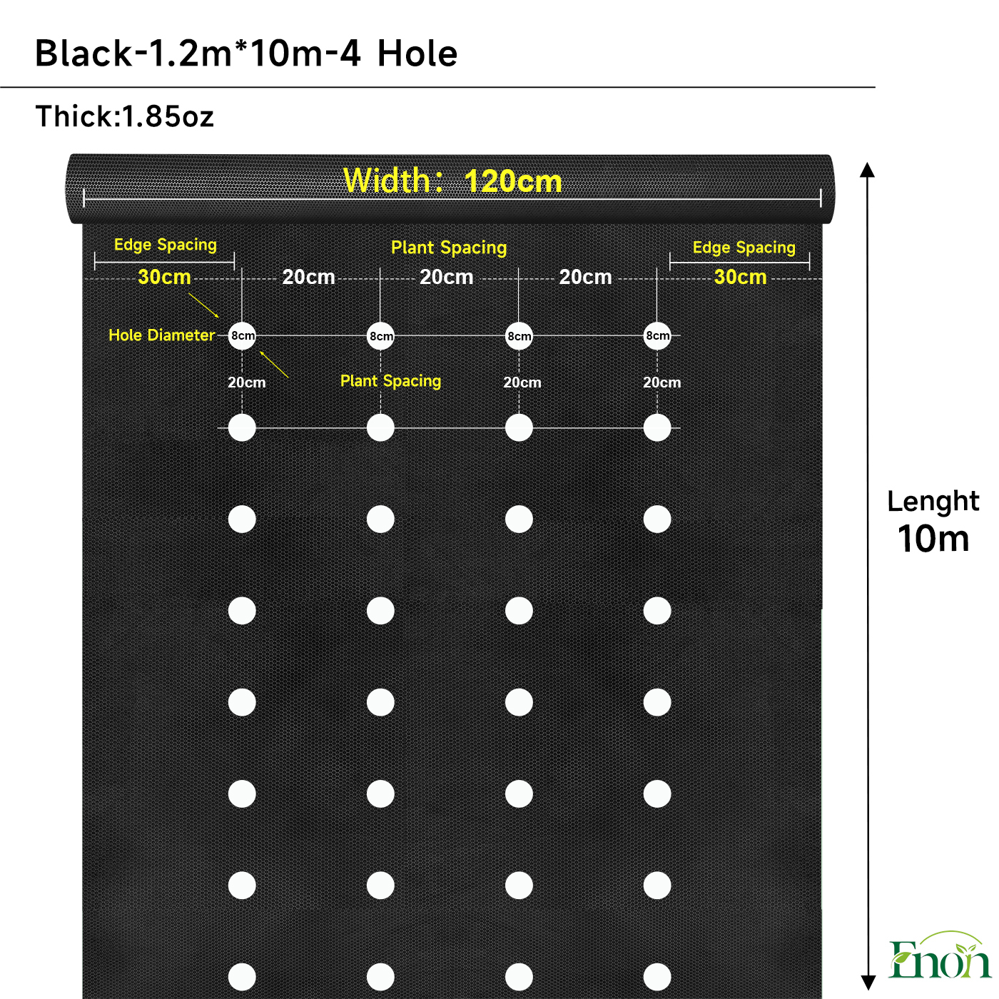 Noir - Largeur 1,2 m x 10 m