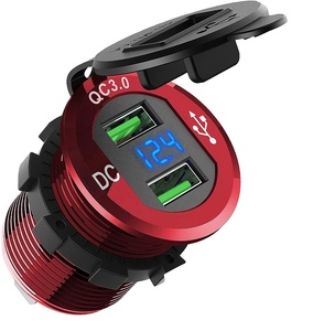 12V USB插座12V/24V 36w铝制快速充电3.0 USB车载充电器双充电器插座电源适配器插座，带汽车发光二极管 - Product Image 1