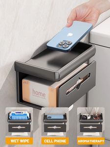 Treo Tường Đôi Phòng Tắm Khăn Giấy Hộp Đấm Miễn Phí Nhà Vệ Sinh Cuộn Mô Lưu Trữ Không Có Mục Tiêu Nhà Vệ Sinh Lưu Trữ Hộp & Thùng - Product Image 3