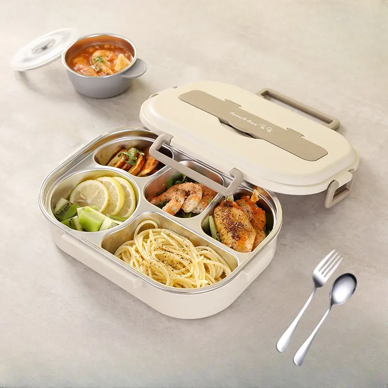 屋外で使用するためのスープボウルと食器を備えたティーンエイジャー断熱バッグのための高品質のステンレス鋼ポータブルランチボックス