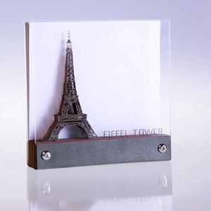 Juego de bloques de construcción de Torre Eiffel, Bloc de notas adhesivas 3D, cubo con caja, regalo promocional