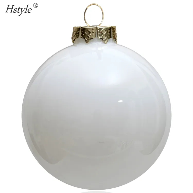Bola de balbuceo de cristal blanco brillante de 8CM, adornos navideños para eventos en casa, fiesta, Navidad, decoración de Navidad, adornos, regalos de promoción SD508